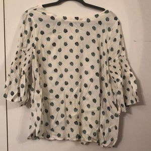 LOFT 3/4 sleeve shirt with green leaves